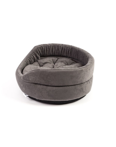 FERA ovales Hundebett mit Kissen 61x51x16 cm grau