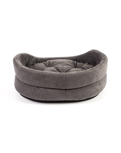 FERA ovales Hundebett mit Kissen 41x34x14 cm grau