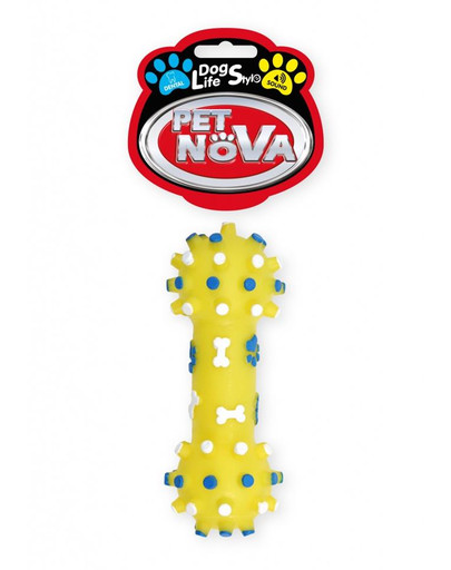 PET NOVA DOG LIFE STYLE Kauspielzeug Hantel 12cm gelb