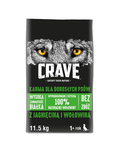 CRAVE Adult mit Lamm & Rind Trockenfutter für ausgewachsene Hunde 11.5 kg