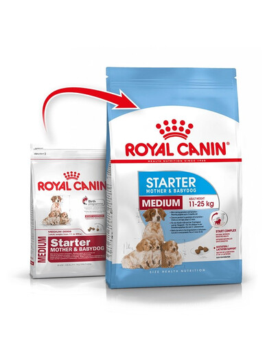 ROYAL CANIN Medium Starter Mother&Babydog 15 kg für trächtige und säugende Hündinnen und Welpen im Alter von 4 bis 8 Wochen, mittelgroße Rassen