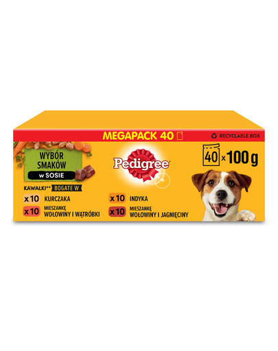 PEDIGREE Adult Hundenassfutter für ausgewachsene Hunde im Portionsbeutel verschiedene Sorten 40x100g