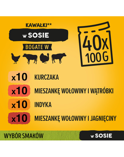PEDIGREE Adult Hundenassfutter für ausgewachsene Hunde im Portionsbeutel verschiedene Sorten 40x100g