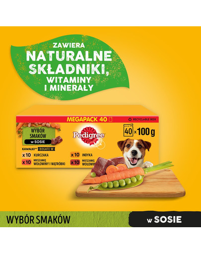 PEDIGREE Adult Hundenassfutter für ausgewachsene Hunde im Portionsbeutel verschiedene Sorten 40x100g