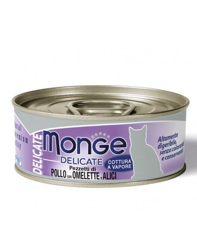 MONGE Delicate Cat Hühnchen mit Omelett und Sardellen 80 g