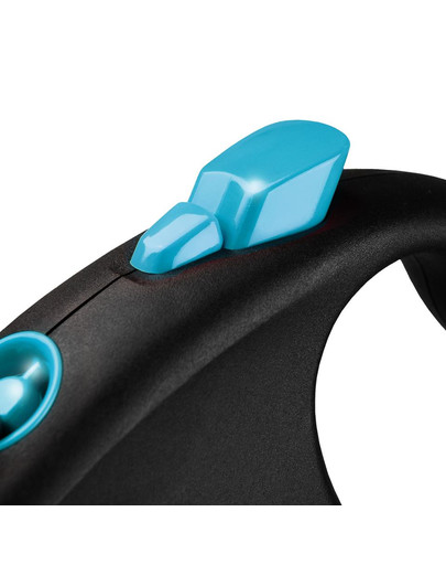 FLEXI Automatik-Leine Schwarz Design L-Gurt 5 m blau
