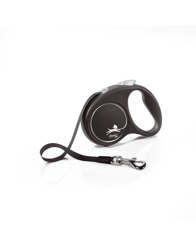 FLEXI Automatikleine Black Design S Gurt 5 m schwarz