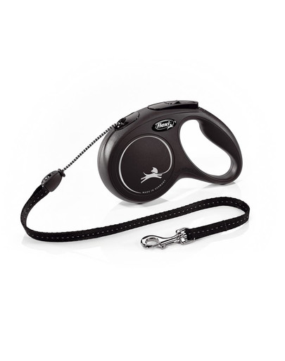 FLEXI Automatik-Leine New Classic M Seil 5 m Schwarz