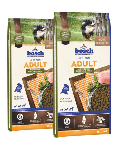 BOSCH Adult mit frischem Geflügel & Hirse 30 kg (2 x 15 kg)