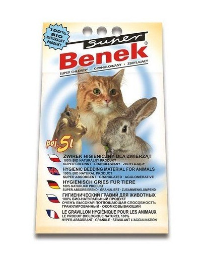 BENEK Super Benek Katzenstreu Universal kompakt weiß und himmelblau 5 l
