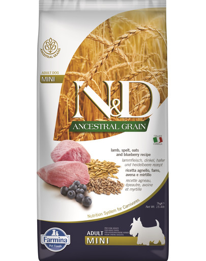 FARMINA N&D Low Grain Lamb & Blueberry Adult Mini 7 kg