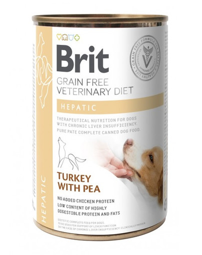 BRIT Veterinary Diet Hepatic Turkey, Pea Nassfutter für Hunde 400g