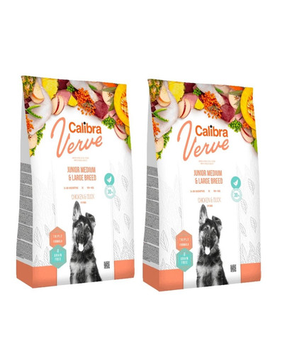 CALIBRA Dog Verve GF Junior Medium Large Chicken&Duck 24 kg (2 x 12 kg)