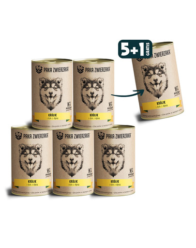 PAKA ZWIERZAKA Kaninchen- und Wildschweinfutter mit Kürbis für Hunde 6 x 400 g