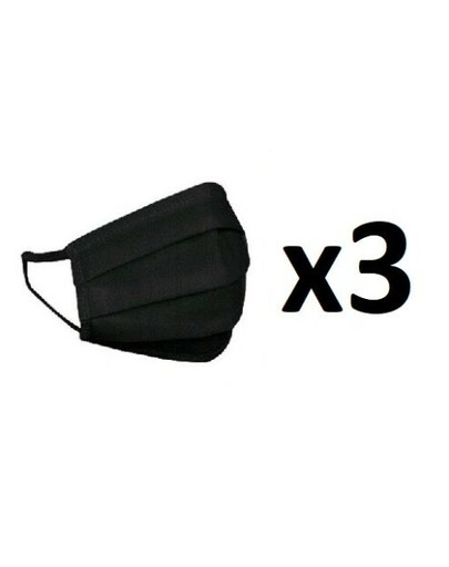 HEXA HEALTH doppelschichtige schwarze Baumwollschutzmaske x 3