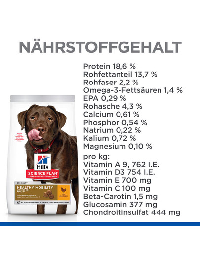 HILL'S Science Plan Canine Adult Healthy Mobility Large breed Chicken 14 kg Futter für Hunde großer Rassen zur Unterstützung der Gelenke