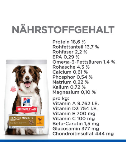 HILL'S Science Plan Canine Adult Healthy Mobility Medium Chicken 14 kg Hundefutter für mittelgroße Rassen - Gelenkunterstützung mit Huhn