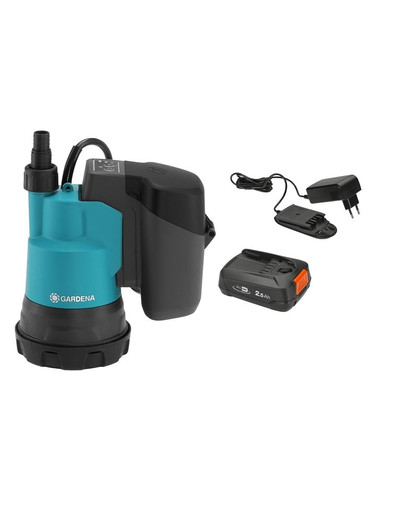 GARDENA Kabellose Tauchpumpe für sauberes Wasser 2000/2 18V P4A mit wiederaufladbarer Batterie