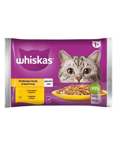 WHISKAS Poultry Feast Pute und Huhn in Gelee 4x85g