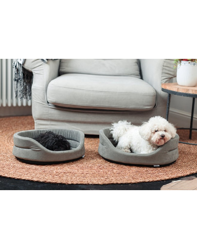 FERA ovales Hundebett mit Kissen 53x44x16 cm grau