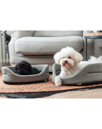 FERA ovales Hundebett mit Kissen 53x44x16 cm grau