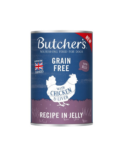 BUTCHER'S Originalrezept in Gelee, Hundefutter, Stücke mit Huhn in Gelee, 400g