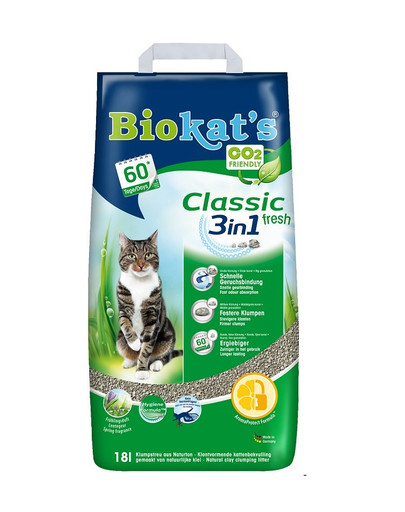 BIOKAT'S Classic 3w1 18 l Fresh Katzenstreu mit Frühlingsduft