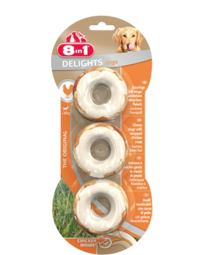 8in1 Snack für Hunde, Delights, Kauringe, 3 Stück