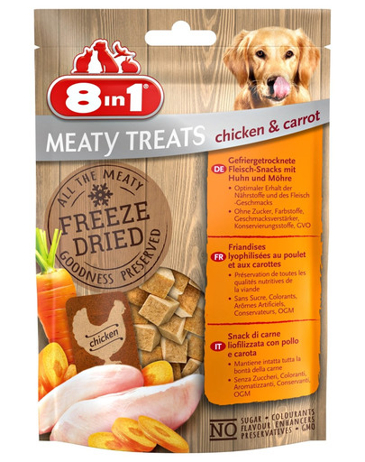 8in1 Meaty Treats Gefriergetrocknete Fleisch-Snacks Huhn & Möhre 50 g