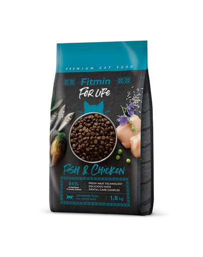 FITMIN Cat For Life Adult Fish and Chicken 1,8 kg für ausgewachsene Katzen mit Fisch und Huhn