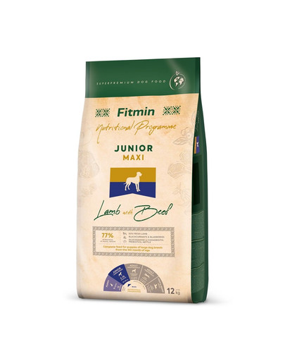 FITMIN Dog Nutritional Programme Maxi Junior Lamb&Beef 12 kg für Welpen großer Rassen