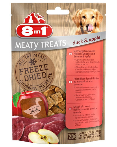 8in1 Meaty Treats Gefriergetrocknete Fleisch-Snacks Ente & Apfel 50 g