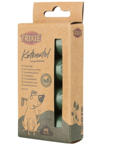 TRIXIE Hundekotbeutel, kompostierbar 4 Rollen à 10 Btl.