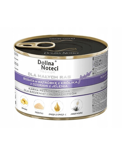 DOLINA NOTECI Premium für Hunde kleiner Rassen JUNIOR reich an Kaninchenleber mit Hirschzungen 185g