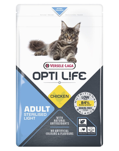 VERSELE-LAGA Opti Life Cat Sterlised/Light Chicken 2.5 kg für sterilisierte Katzen