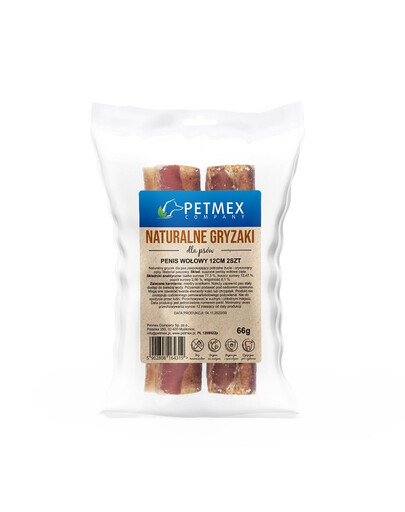 PETMEX Rindfleisch Penis-Kausnack schneiden 12cm 2pcs natürlichen Hund kauen