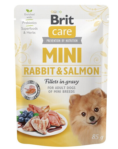 BRIT CARE Mini Adult Pouch Rabbit&Salmon 24x85g mit Kaninchen und Lachs für kleine Hunderassen