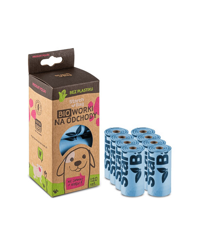 STARCH BAG Kompostierbare BIO-Beutel für Fäkalien 8 x 15 Stück, blau