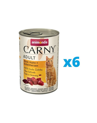 ANIMONDA Carny ADULT RIND, HUHN + ENTENHERZEN 6 x 400 g