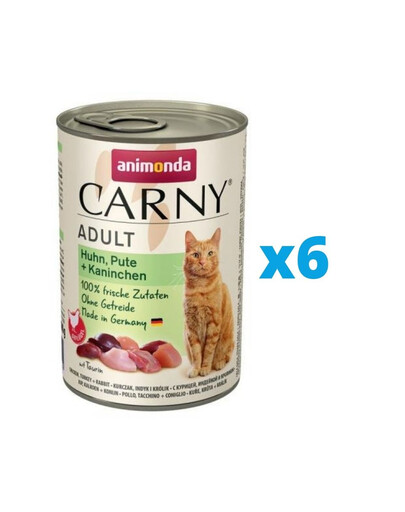 ANIMONDA Carny Adult Huhn, Pute + Kaninchen 6 x 400 g