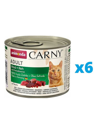 ANIMONDA Carny Adult RIND + REH MIT PREISELBEEREN 6 x 200 g