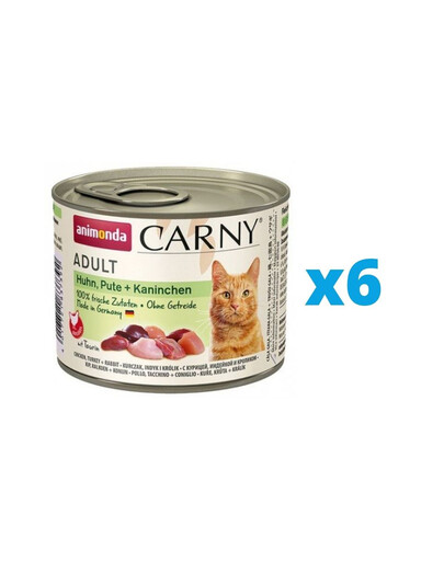 ANIMONDA Carny Adult HUHN, PUTE + KANINCHEN  6 x 200 g