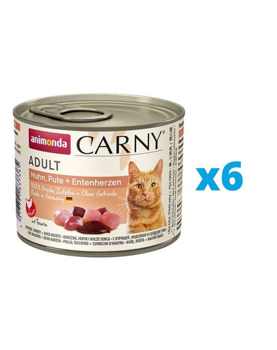 ANIMONDA Carny Adult Huhn, Pute und Entenherzen 6 x 200 g