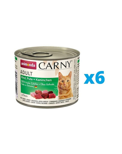 ANIMONDA Carny Adult Rind, Pute + Kaninchen 6 x 200 g