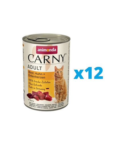 ANIMONDA Carny ADULT RIND, HUHN + ENTENHERZEN 12 x 400 g