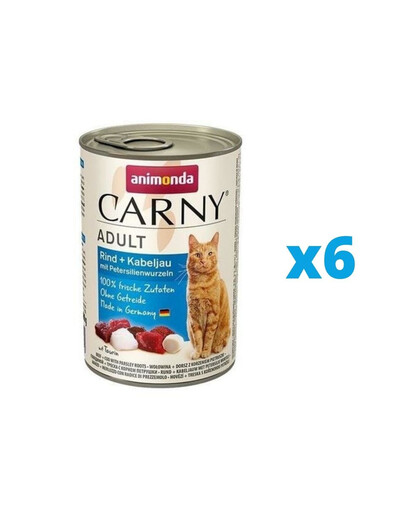 ANIMONDA Carny ADULT RIND + KABELJAU MIT PETERSILIENWURZELN 6 x 400 g