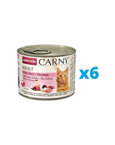 ANIMONDA Karma Carny Adult Pute, Huhn + Shrimps 6 x 200 g