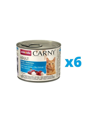 ANIMONDA Carny Adult Rind + Kabeljau mit Peterslienwurzeln 6 x 200 g