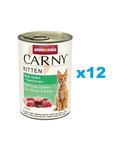 ANIMONDA Carny Kitten Beef&Chicken Rabbit 12x400g Rind, Huhn und Kaninchen für Katzen