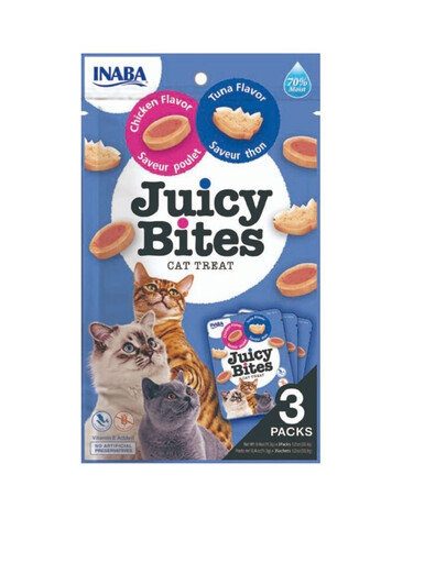 INABA Juicy Bites Leckerli mit Thunfisch und Huhn für Katzen 33,9 g (3x11,3 g)